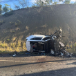 Fotografía muestra uno de los vehículos accidentados en la carretera Sánchez.