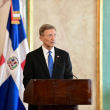 El canciller dominicano Roberto Álvarez al hablar en el acto de solidaridad con la democracia de Venezuela, celebrado en el Palacio Nacional de Santo Domingo el 9 de enero de 2025