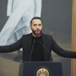 El presidente de El Salvador, Nayib Bukele, da una conferencia de prensa en San Salvador, El Salvador, el martes 14 de enero de 2025.