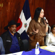 Ministra de Interior y Policía, Faride Raful; y el director de Migración, Luis Rafael Lee Ballester, durante una reunión en Dajabón, en la frontera con Haití, el 23 de Febrero 2025.