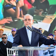 El expresidente de la República, Danilo Medina, durante un acto de asamblea realizado con la militancia política en La Vega.