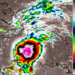 La imagen muestra el campo nuboso de la tormenta Melissa que cubre desde el centro del mar Caribe hasta las costas sur de la República Dominicana y de Haití