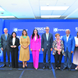 Directivos de Educa y del Banco Popular durante el conversatorio