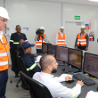 El presidente Luis Abinader en una visita en la planta eléctrica Punta Catalina.