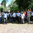 Comunitarios y residentes de La Cuaba durante una jornada de protesta en contra de la instalación de un relleno sanitario en el paraje El Aguacate.