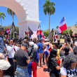 Personas concentradas en San Juan para marchar contra minera