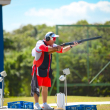 Eduardo Lorenzo aparece en acción durante la competencia de tiro de los Juegos Centroamericanos y del Caribe.