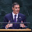 El presidente del Gobierno de España, Pedro Sánchez, durante la 81.ª Asamblea General de las Naciones Unidas, celebrada en la sede de las Naciones Unidas en Nueva York, el 23 de septiembre de 2026