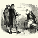 Ilustración de Martha Corey y sus perseguidores. Corey fue una de las mujeres acusadas de brujería en Salem, Estados Unidos, en 1692.