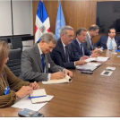 El presidente Luis Abinader en la renuón con el Foro Económico Mundial