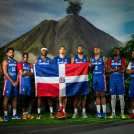 De izquierda a derecha: David Jones, Juan Guerrero, Jassel pérez, Luis David Montero, Eloy Vargas, Joel Soriano, Ángel núñez, Juan Miguel Suero y Gelvis Solano, nueve de los 12 jugadores que representarán a República Dominicana en la Americup. fuente externa