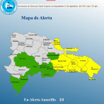 Aumentan a 10 las provincias en alerta amarilla y 8 en verde por lluvias este jueves