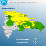Gran Santo Domingo y 13 provincias en alerta amarilla; 10 en verde por vaguada