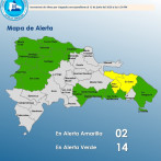 Colocan dos provincias en alerta amarilla y mantienen 14 en verde por efectos de vaguada