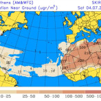 Domingo con menos lluvia y mayor concentración de polvo del Sahara; calor sofocante