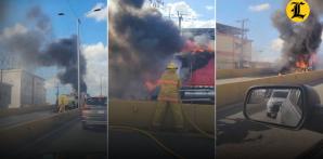 Camión incendiado, elevado de la Gómez