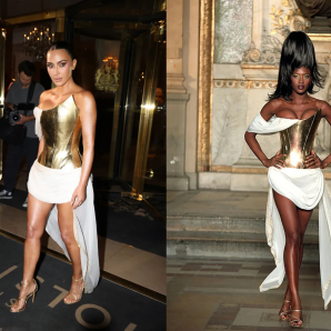 Kim Kardashian / Naomi Campbell en la pasarela de Alta Costura de Givenchy 1997