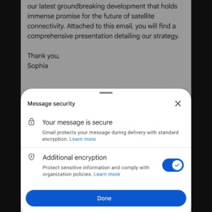 Correo electrónico encriptado en la app de Gmail para móvil