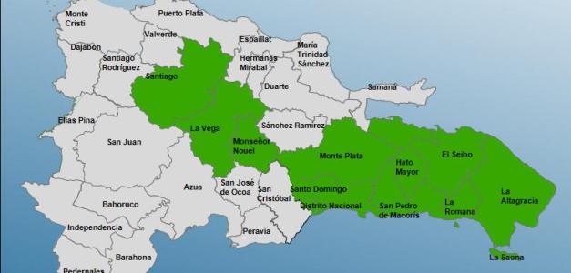 Mapa de provincias en alerta