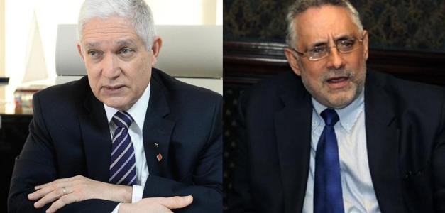 Juan Francisco Puello Herrera, presidente de la Confederación de Béisbol del Caribe y Vitelio Mejía, presidente de la Liga Dominicana de Béisbol.