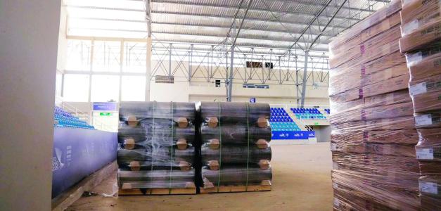 Parte del equipamiento del Pabellón de Voleibol que será utilizado en las competencias correspondientes a los Juegos Centroamericanos y del Caribe Santo Domingo 2026.