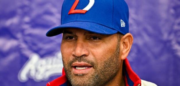 Albert Pujols cuando dirigió a los Leones del Escogido en la Serie del Caribe.