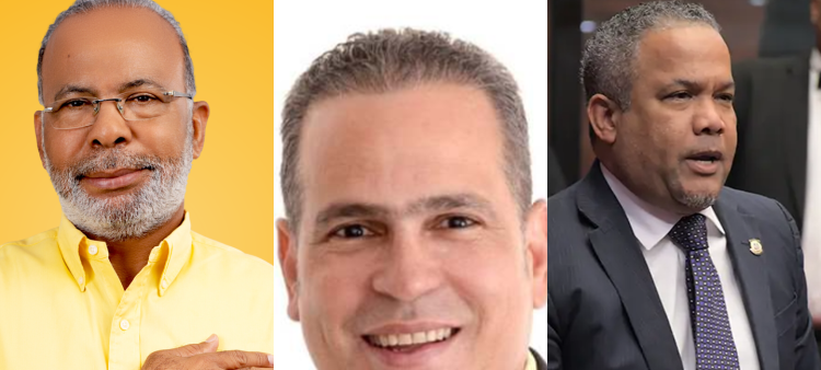 Los candidatos a senador de la provincia Monseñor Nouel (de izquierda a derecha) Félix Nova, Maicol Genao y Héctor Acosta.