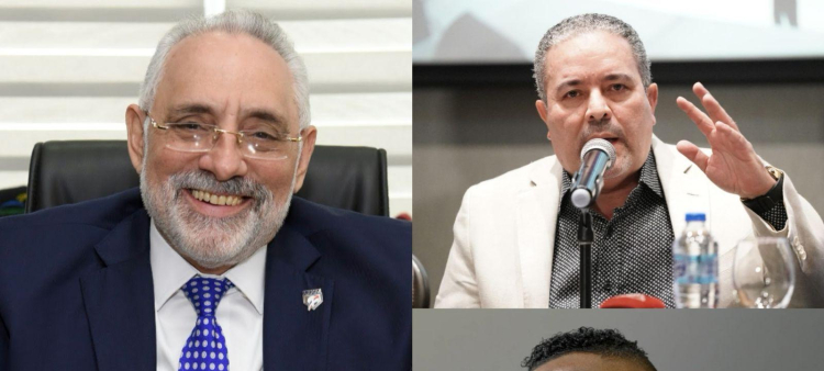 Vitelio Mejía, presidente de Lidom; Féliz Cabrera y David Ortiz, co-presidentes de Latin Events.