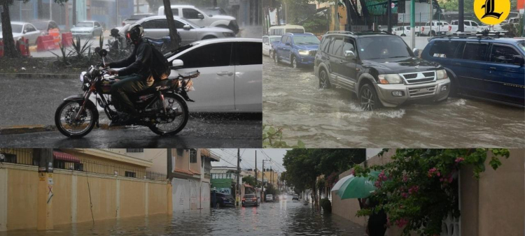 Las lluvias registradas la tarde de este jueves, debido a una onda tropical, han provocado diversas inundaciones urbanas en muchas de las calles del Distrito Nacional y la provincia Santo Domingo.