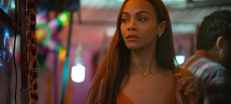 La actriz de origen dominicano Zoe Saldaña en una escena de la película “Emilia Pérez”.
