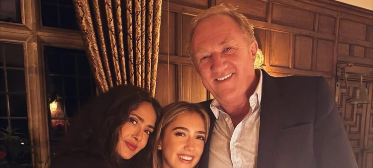 Salma Hayek junto a su hija Paloma y su esposo, el empresario francés François-Henri Pinault.