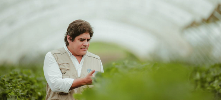 Rodrigo Castañeda, representante de la FAO en el país, en un invernadero. EXTERNA