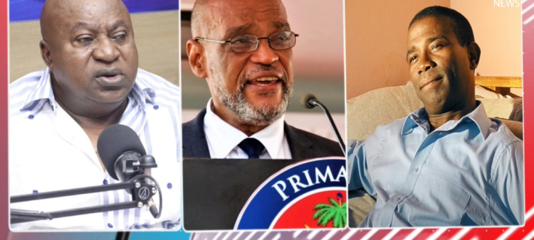 Reynold Georges, abogado; Ariel Henry, primer ministro, y el exlider rebelde Guy Philippe.