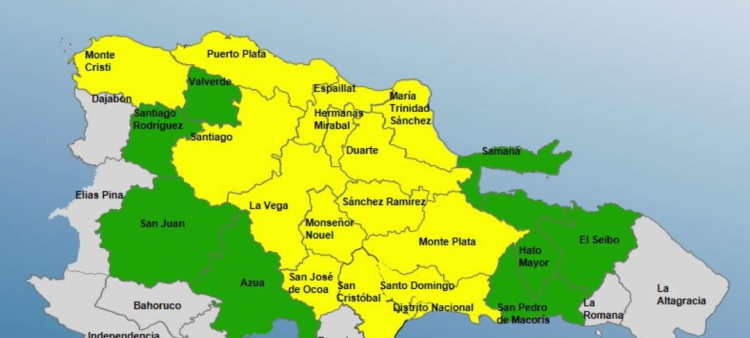 El Coe mantiene 15 provincias en alerta amarilla y 8 en alerta verde.