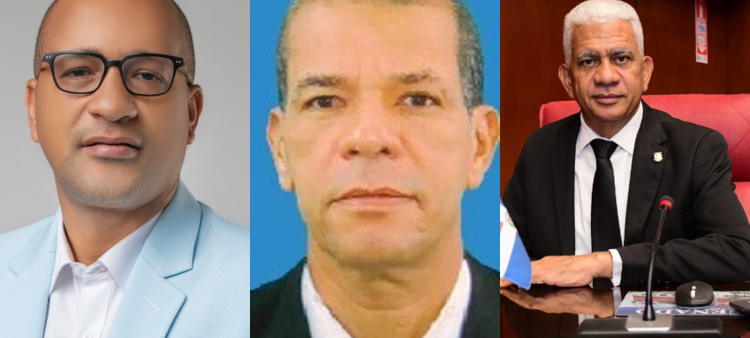 De izquierda a derecha los candidatos a senador de Sánchez Ramírez, Wilson Arides García, Ramón Lora Diplan y Ricardo de los Santos