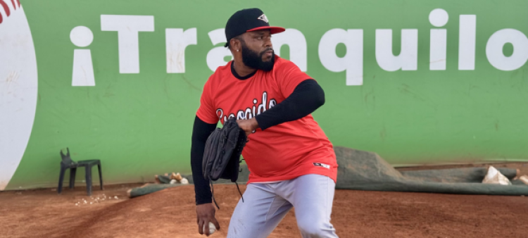 Johnny Cueto lanza bullpen con los Leones del Escogido.