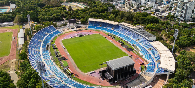 Vista aérea del Estadio Olímpico Félix Sánchez en Santo Domingo.