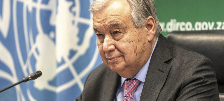 El secretario general de Naciones Unidas Antonio Guterres en Pretoria, Sudáfrica, el 11 de diciembre del 2024. (AP foto/Shiraaz Mohamed)