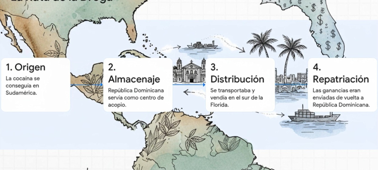 Los narcos compraban la droga en suramérica, la traían a República Dominicana donde era almacenada y luego la enviaban a los Estados Unidos