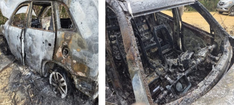 Encuentran quemada jeepeta donde se transportaban acusados de asesinar un niño y una señora en Villa Duarte