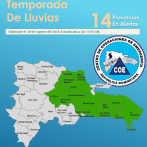 COE eleva a 14 las provincias en alerta verde por vaguada y onda tropical