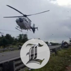 Helicóptero ambulancia traslada heridos en accidente autopista del Nordeste