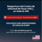 Embajada EEUU informa reapertura centro de visado el 15 de junio; exclusivo solo renovación para visa de paseo