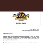 Hotel Hard Rock de Punta Cana informa la hookah y las bocinas están “totalmente prohibidas” en sus instalaciones