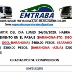 Transportista de Barahona aumentan sin avisar 50 pesos al pasaje