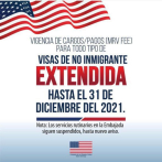 Embajada EE.UU. extiende vigencia de pago de visa de no inmigrante hasta 2021