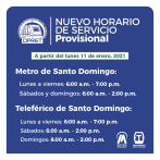 Estos son los nuevos horarios provisionales del Metro y el Teleférico de Santo Domingo
