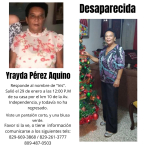 Familia denuncia desaparición de la señora Yrayda Pérez Aquino