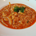 Almorzando en SD arroz meloso con langosta y sepia, ¡muy bueno!