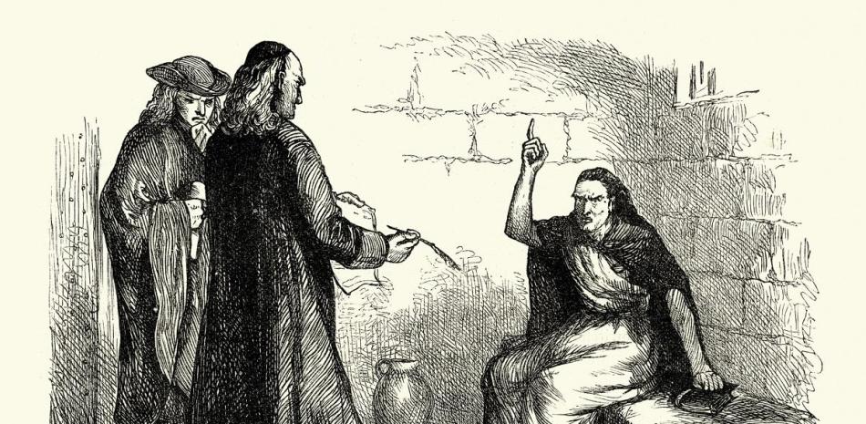 Ilustración de Martha Corey y sus perseguidores. Corey fue una de las mujeres acusadas de brujería en Salem, Estados Unidos, en 1692.